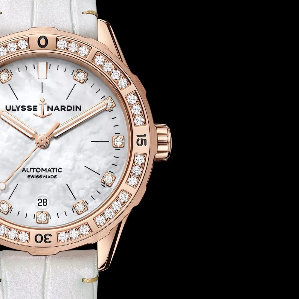 Ulysse Nardin 8162-182B/10 Lady Diver 39Mm White Mother-Of-Pearl Dial Watch - Image 2