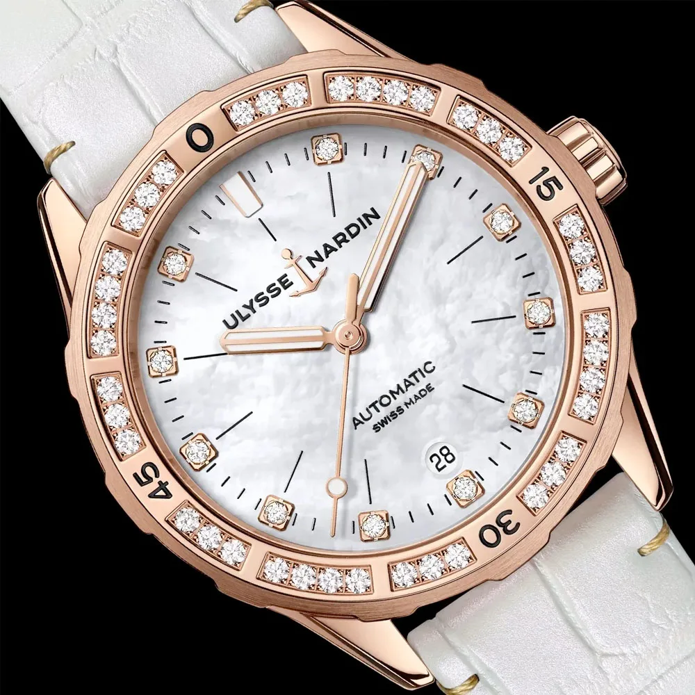 Ulysse Nardin 8162-182B/10 Lady Diver 39Mm White Mother-Of-Pearl Dial Watch - Image 3