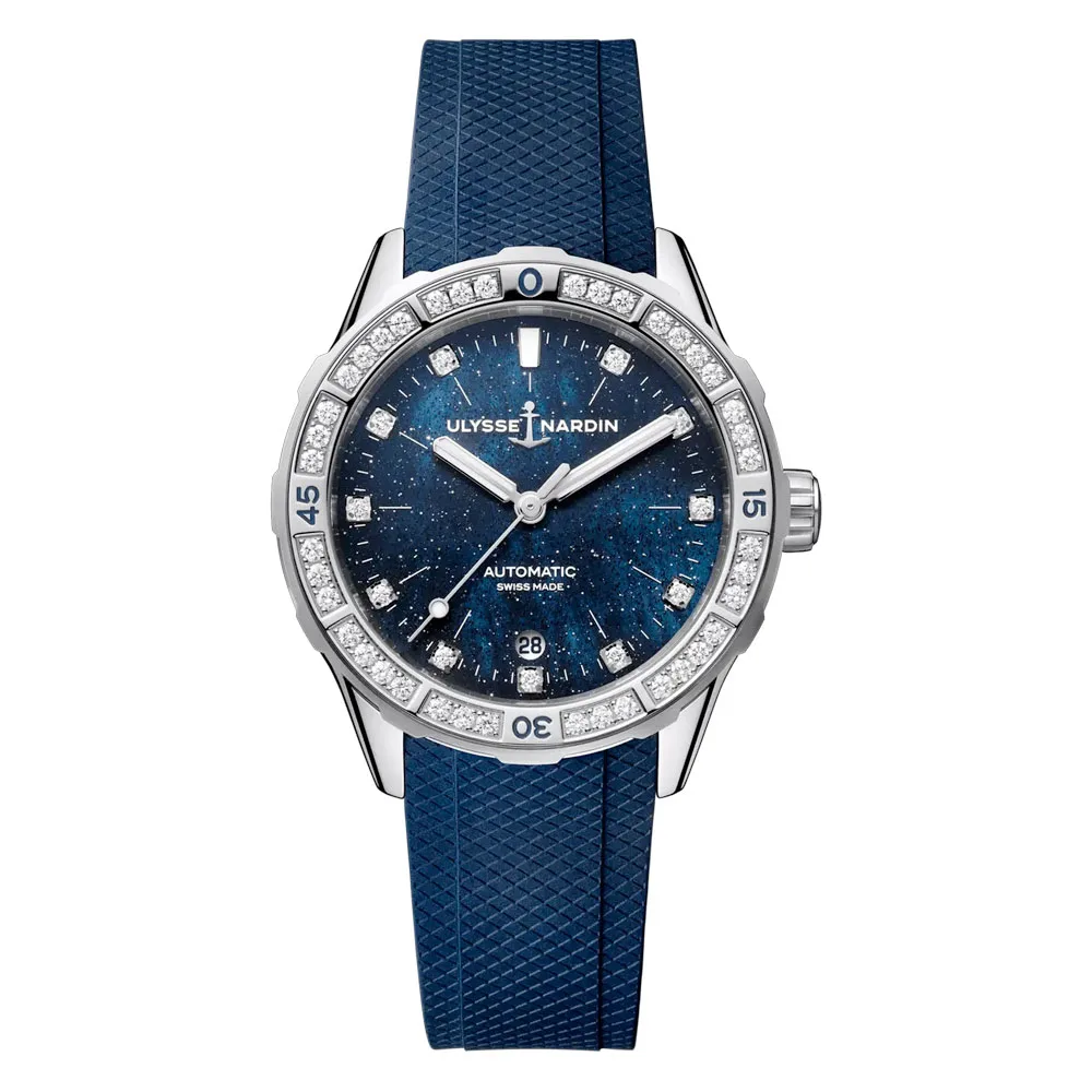 Ulysse Nardin 8163-182B1-3A/3A Diver Starry Night 39Mm Stainless Steel - Diamond Mother‑Of‑Pearl - Aventurine Dial Watch