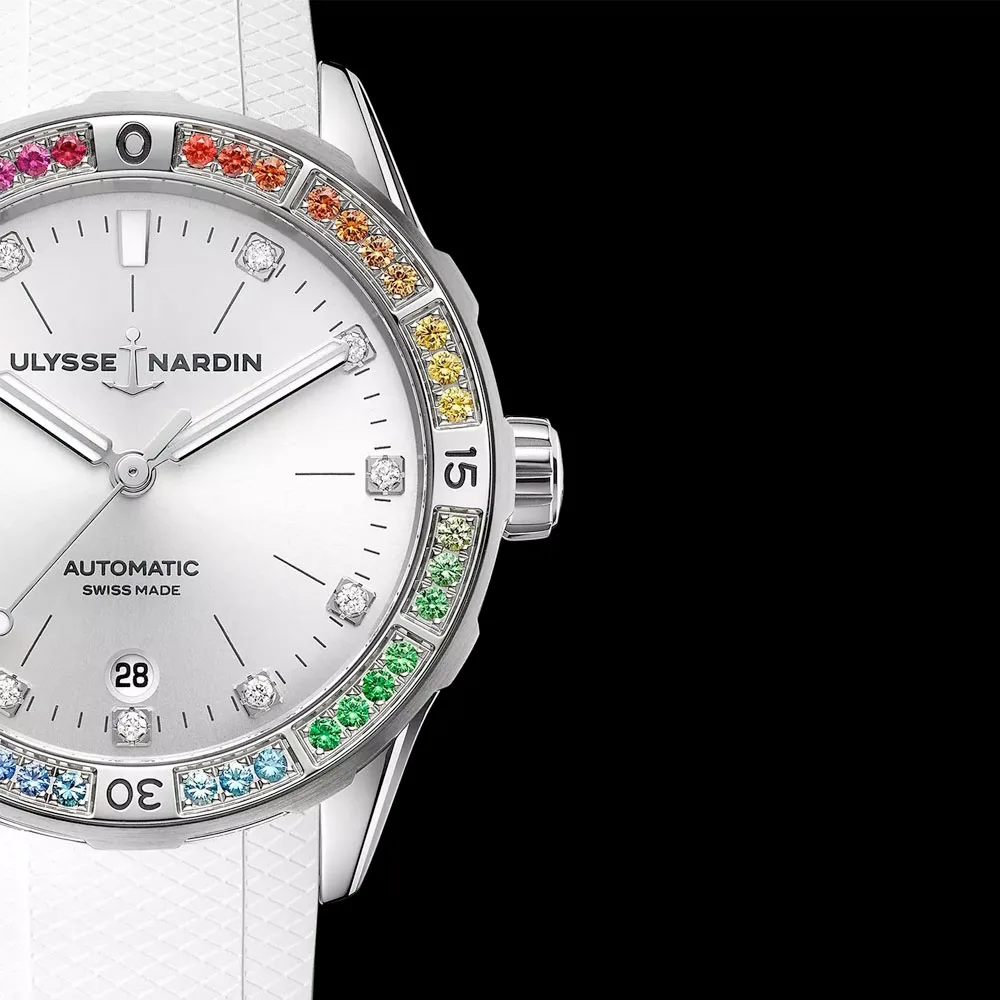 Ulysse Nardin 8163-182B1Le-1A-Rain/3A Lady Diver Rainbow 39Mm Silver Dial Watch - Image 2