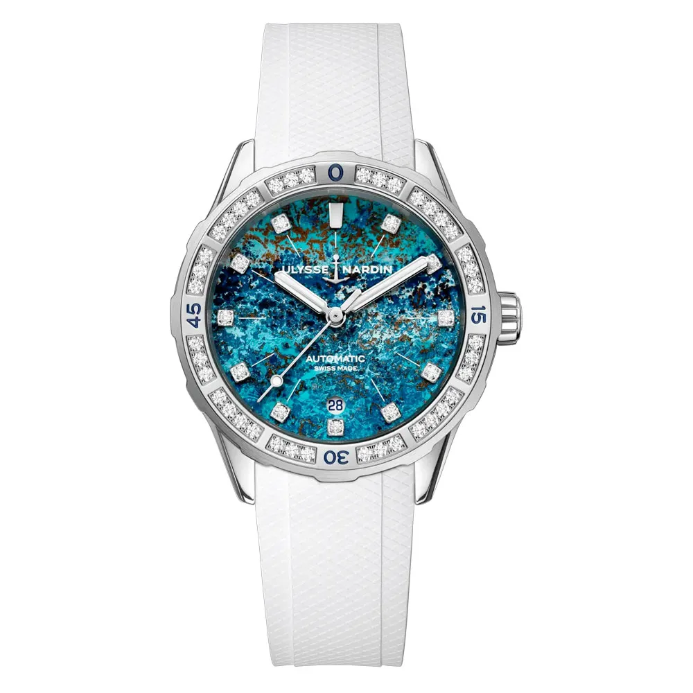 Ulysse Nardin 8163-182B1Le-9A-Atoll/3A Diver Atoll 39Mm Stainless Steel - Diamond Chrysocolla Dial Watch