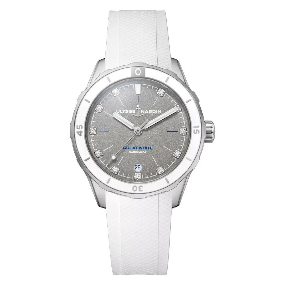 Ulysse Nardin 8163-182Le-3/11-Gw Lady Diver Great White 39Mm Grey Dial Watch