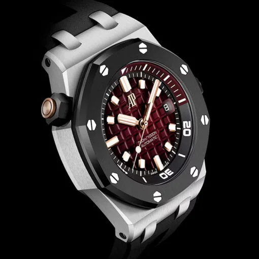 Audemars Piguet 15720Cn.oo.a002Ca.02 Royal Oak Offshore Diver White Gold Smoked Red Dial Watch - Image 3