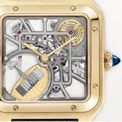 Cartier Whsa0043 Santos Dumont Micro Rotor Yellow Gold Skeleton Watch Dial