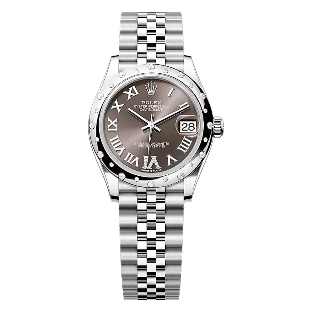 Rolex 278344Rbr-0030 Datejust 31Mm Stainless Steel - White Gold Diamond Jubilee Dark Grey Dial Watch