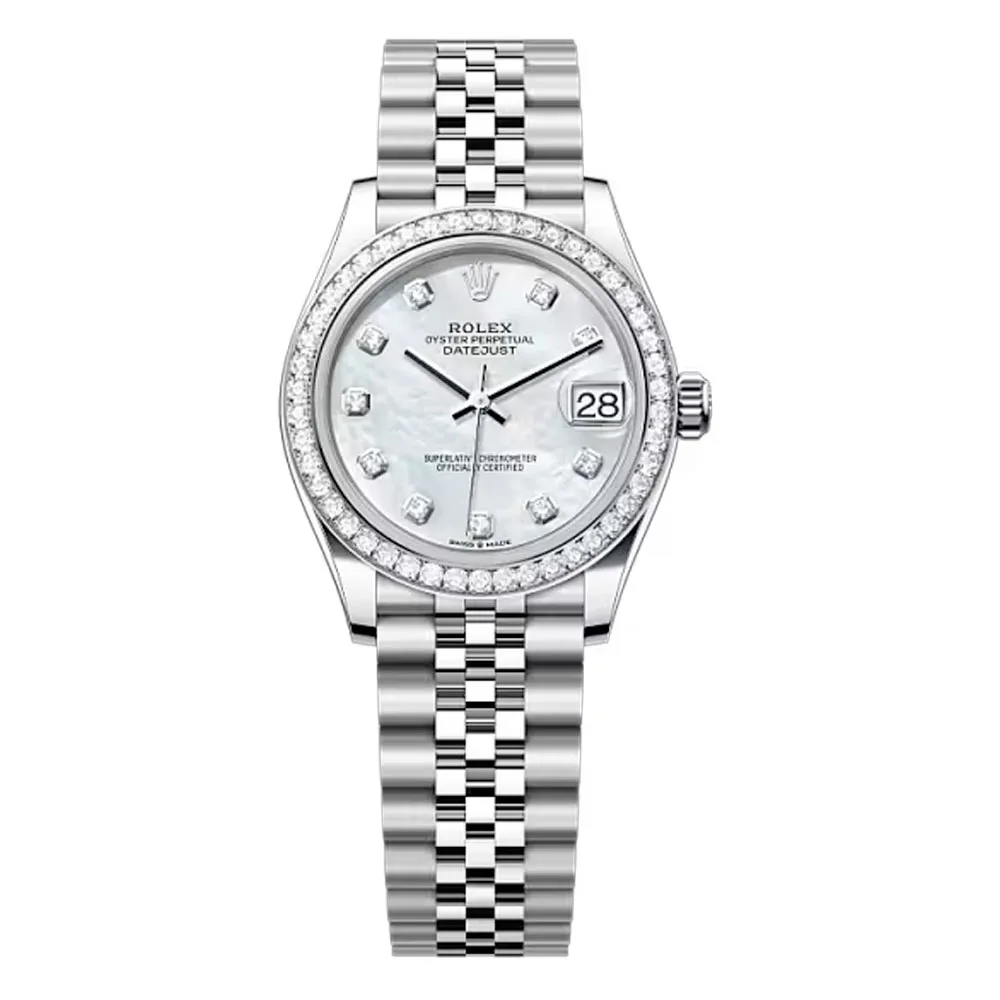 Rolex 278384Rbr-0008 Datejust 31Mm Stainless Steel - White Gold Diamond White Mother-Of-Pearl Dial Watch