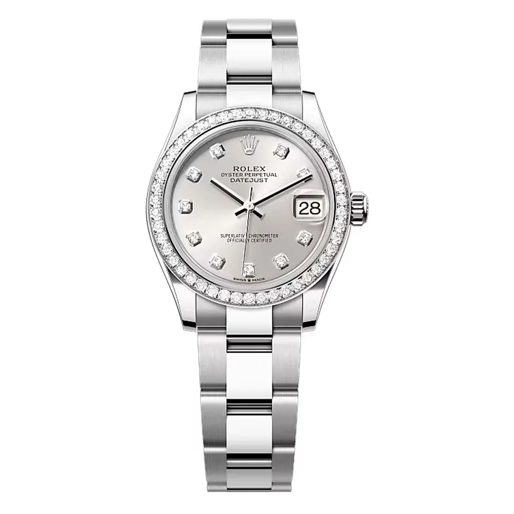 Rolex 278384Rbr-0033 Datejust 31Mm Stainless Steel - White Gold Oyster Silver Diamond-Set Dial Watch