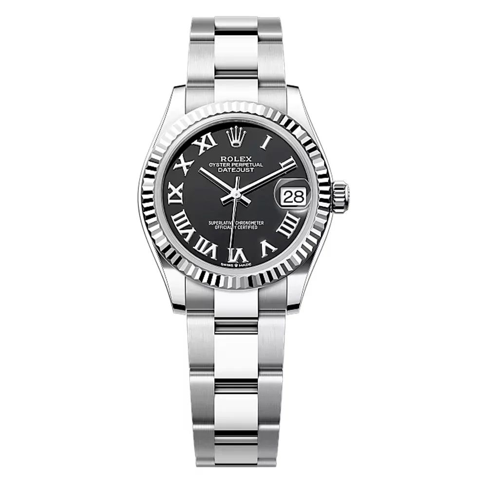 Rolex 278274-0001 Datejust 31Mm Stainless Steel - White Gold Oyster Black Dial Watch