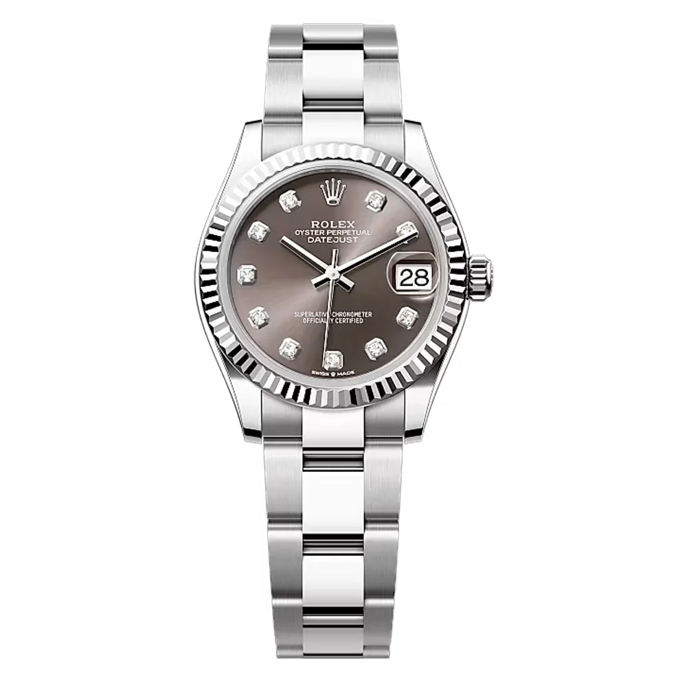 Rolex 278274-0007 Datejust 31Mm Stainless Steel - White Gold Oyster Dark Grey Diamond-Set Dial Watch