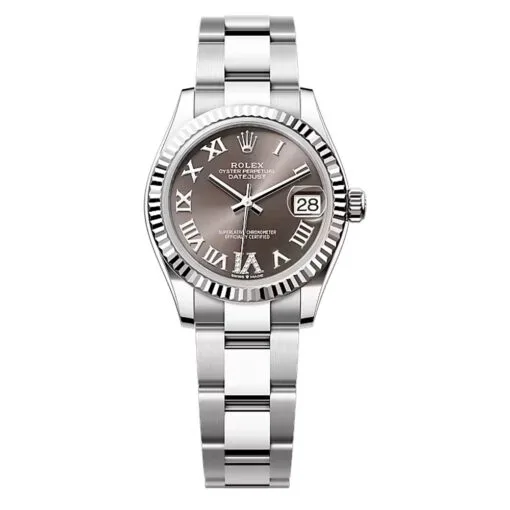 Rolex 278274-0027 Datejust 31Mm Stainless Steel - White Gold Oyster Dark Grey Diamond-Set Dial Watch