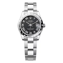 Rolex 278344rbr-0001 Datejust 31mm Stainless Steel - White Gold Diamond Oyster Black Dial Watch