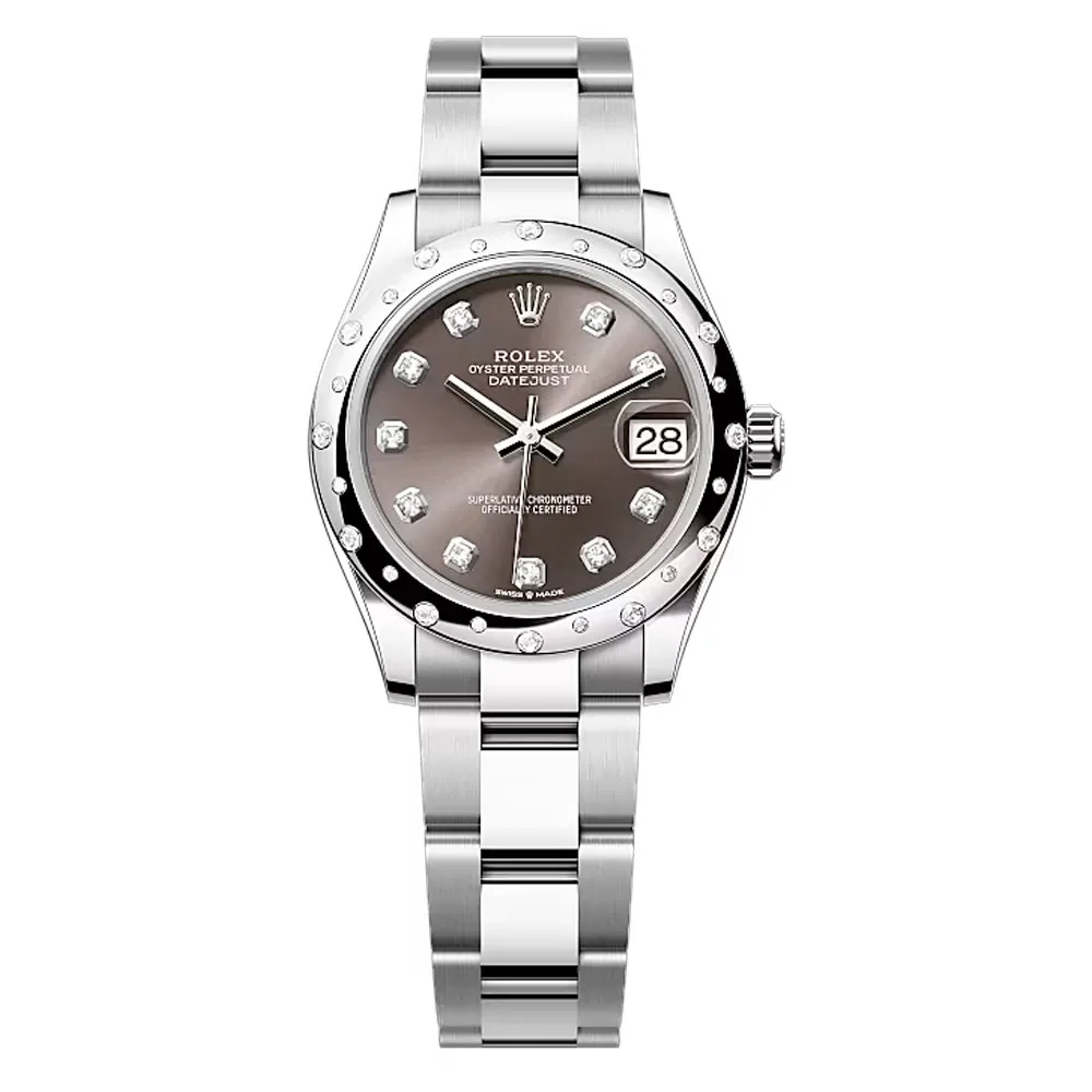 Rolex 278344Rbr-0007 Datejust 31Mm Stainless Steel - White Gold Diamond Oyster Dark Grey Diamond-Set Dial Watch