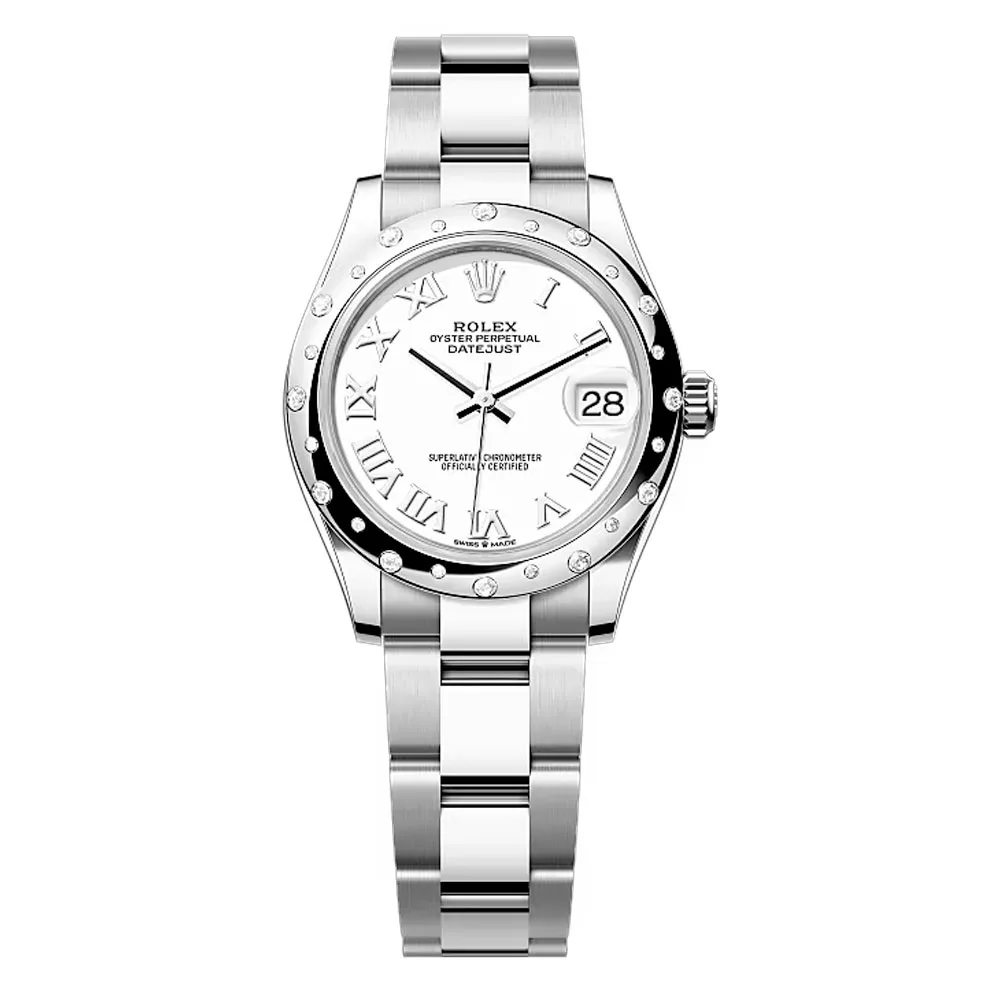 Rolex 278344Rbr-0011 Datejust 31Mm Stainless Steel - White Gold Diamond Oyster White Dial Watch