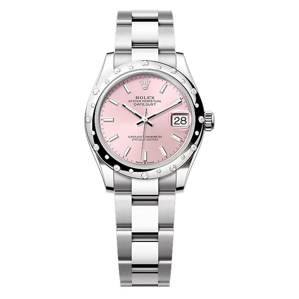Rolex 278344Rbr-0015 Datejust 31Mm Stainless Steel - White Gold Diamond Oyster Pink Dial Watch