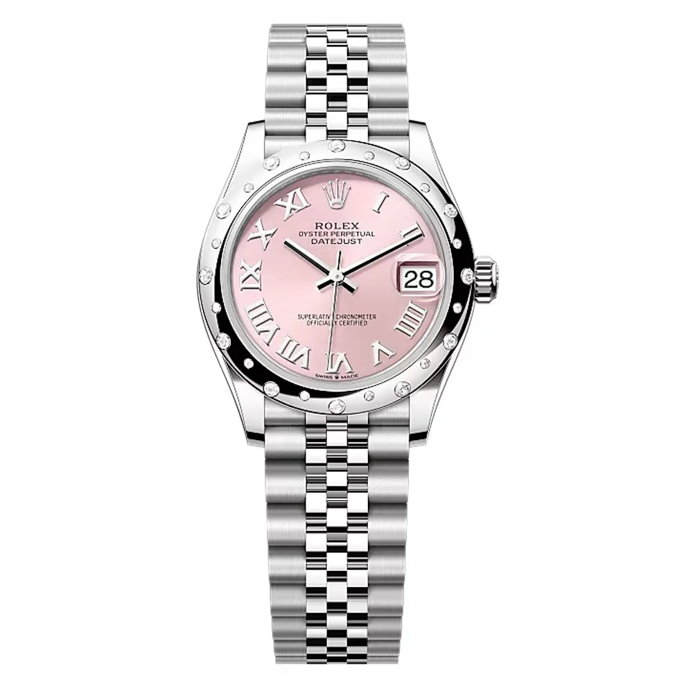 Rolex 278344Rbr-0022 Datejust 31Mm Stainless Steel - White Gold Diamond Jubilee Pink Dial Watch