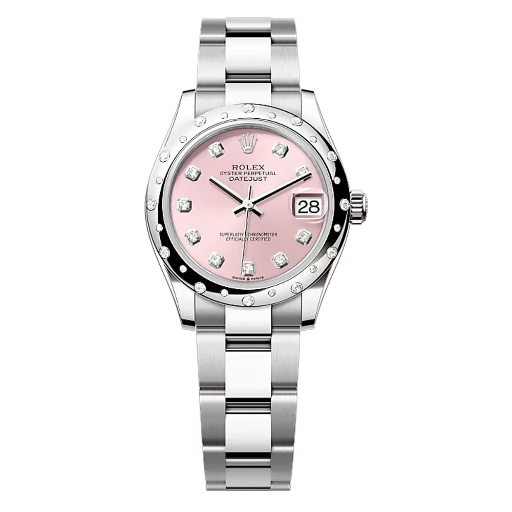 Rolex 278344Rbr-0033 Datejust 31Mm Stainless Steel - White Gold Diamond Oyster Pink Diamond-Set Dial Watch