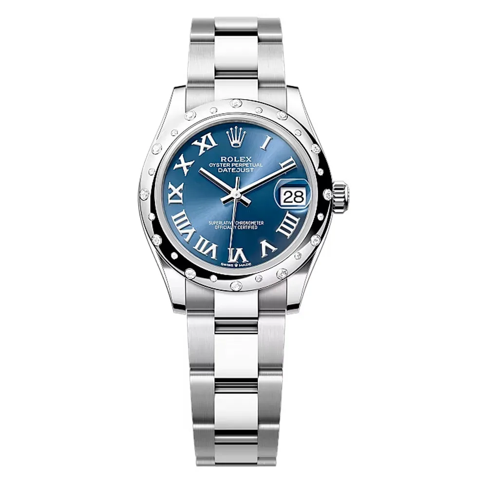 Rolex 278344Rbr-0035 Datejust 31Mm Stainless Steel - White Gold Diamond Oyster Blue Dial Watch