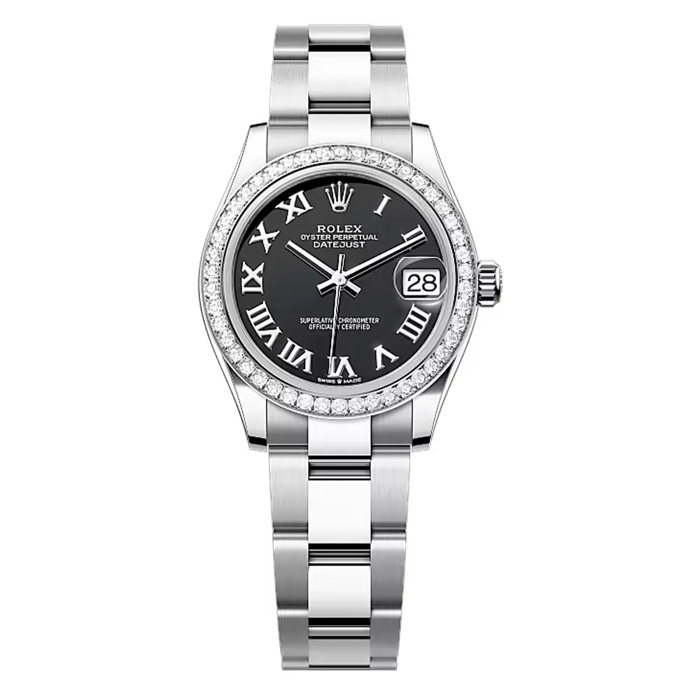 Rolex 278384Rbr-0001 Datejust 31Mm Stainless Steel - White Gold Diamond Oyster Black Dial Watch