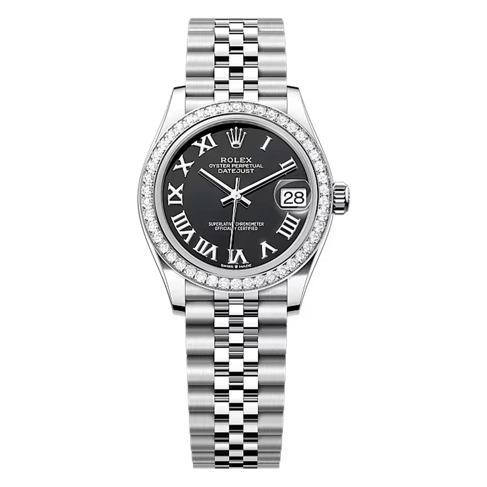 Rolex 278384Rbr-0002 Datejust 31Mm Stainless Steel - White Gold Diamond Jubilee Black Dial Watch