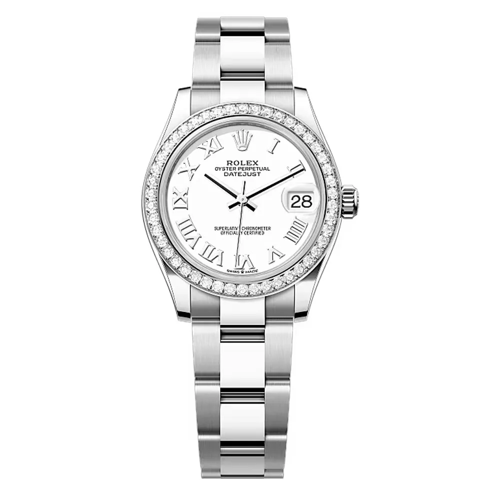Rolex 278384Rbr-0013 Datejust 31Mm Stainless Steel - White Gold Diamond Oyster White Dial Watch