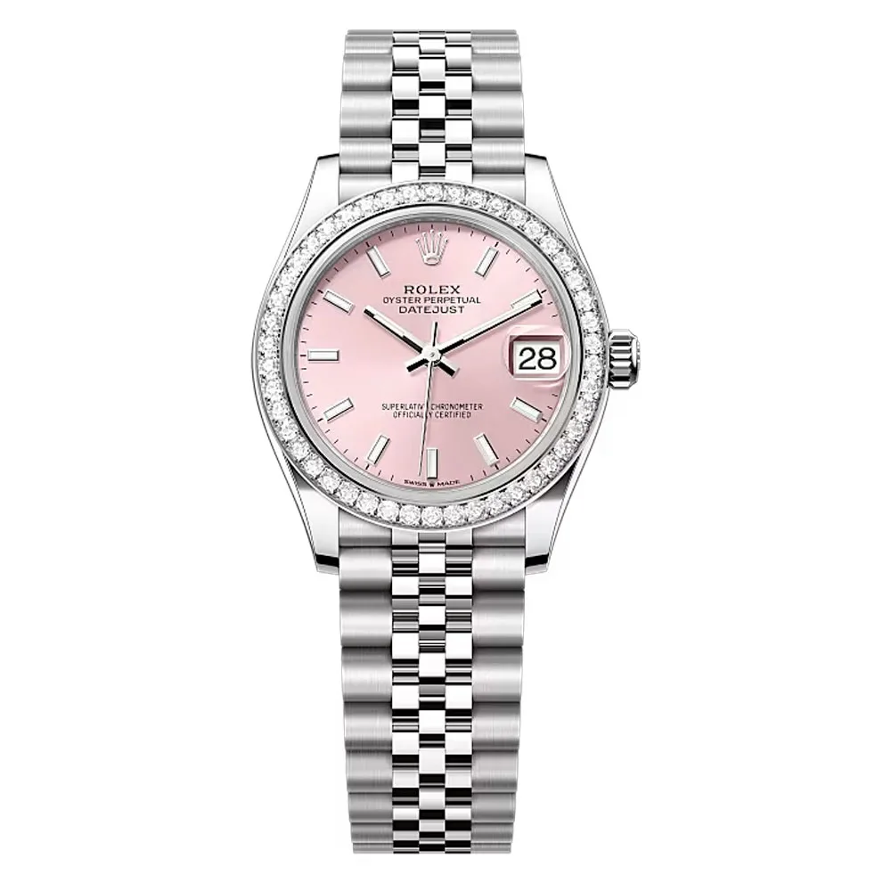 Rolex 278384Rbr-0018 Datejust 31Mm Stainless Steel - White Gold Diamond Jubilee Pink Dial Watch