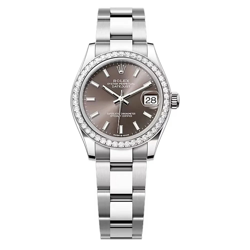 Rolex 278384Rbr-0019 Datejust 31Mm Stainless Steel - White Gold Diamond Oyster Dark Grey Dial Watch