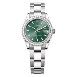Rolex 278384rbr-0021 Datejust 31mm Stainless Steel - White Gold Diamond Oyster Mint Green Dial Watch