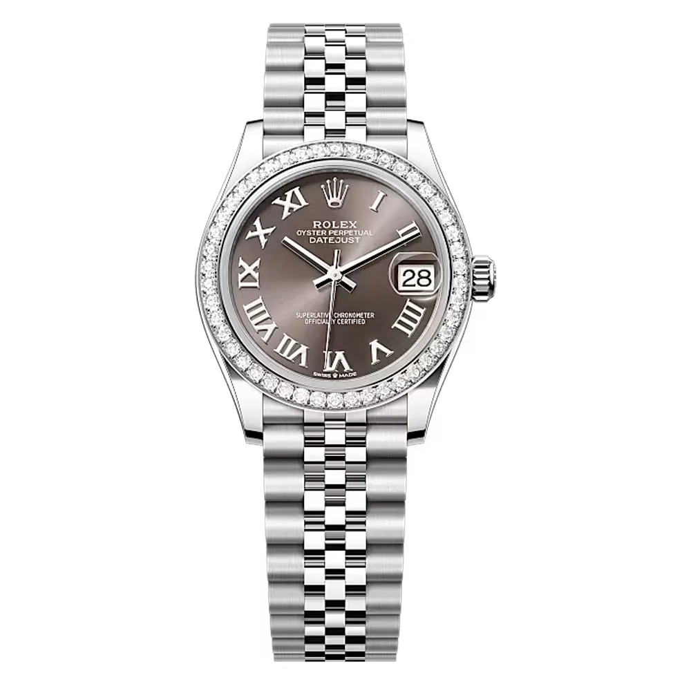 Rolex 278384Rbr-0026 Datejust 31Mm Stainless Steel - White Gold Diamond Jubilee Dark Grey Dial Watch