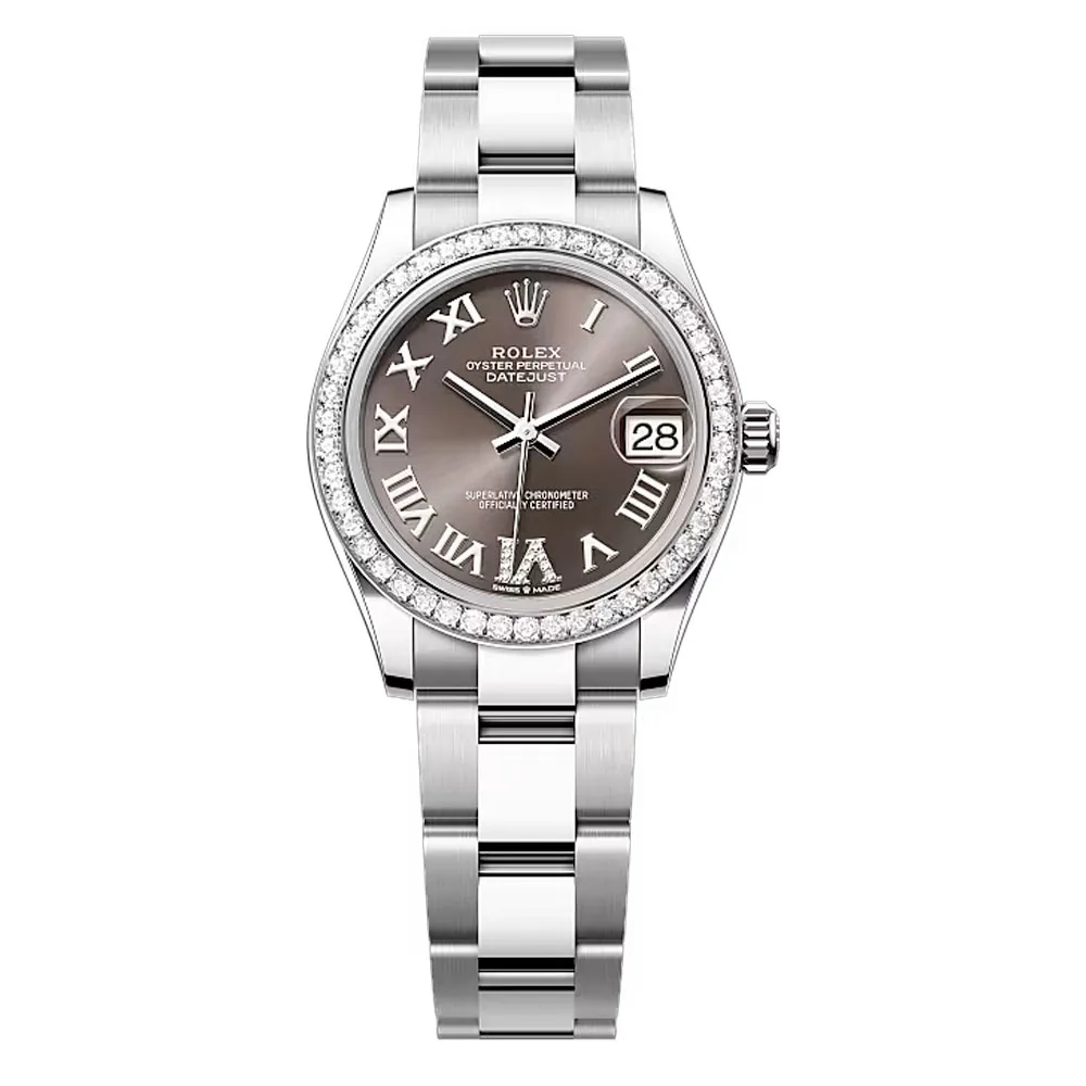 Rolex 278384Rbr-0031 Datejust 31Mm Stainless Steel - White Gold Diamond Oyster Dark Grey Diamond-Set Dial Watch