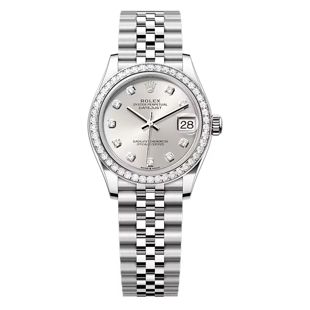 Rolex 278384Rbr-0034 Datejust 31Mm Stainless Steel - White Gold Diamond Jubilee Silver Diamond-Set Dial Watch