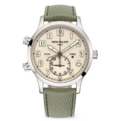 Patek Philippe 5524G-010 Calatrava Pilot Travel Time Ivory Dial White Gold Watch