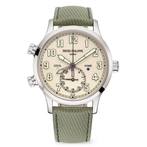 Patek Philippe 5524G-010 Calatrava Pilot Travel Time Ivory Dial White Gold Watch