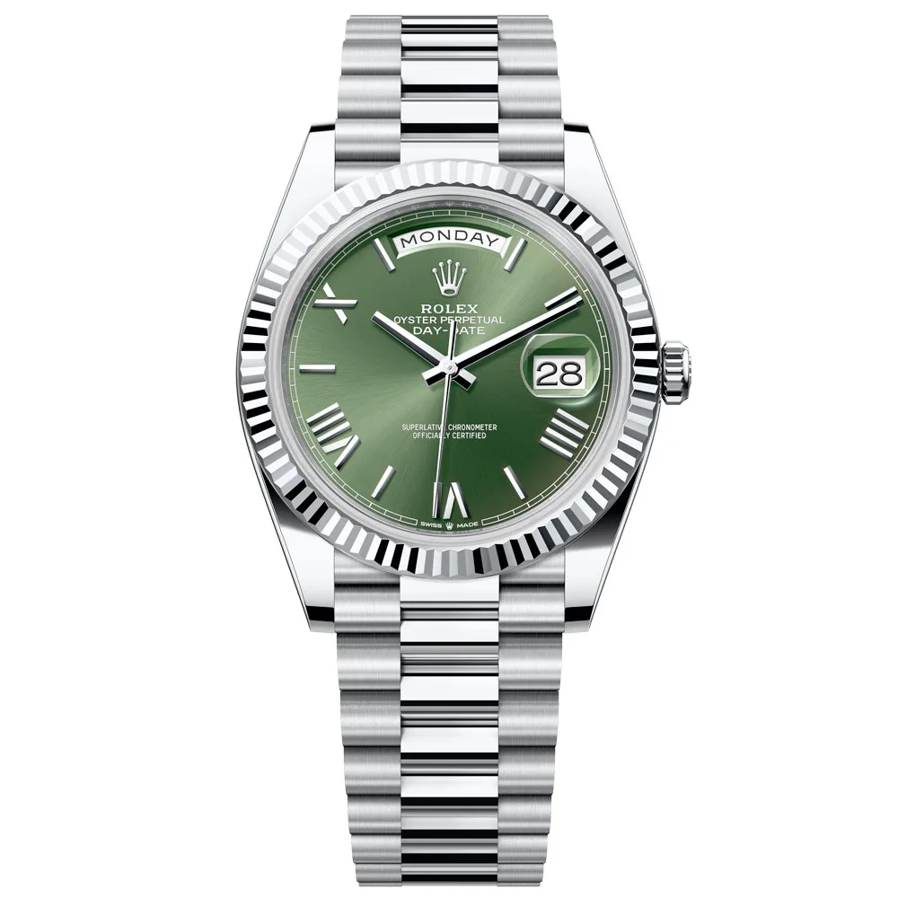 Rolex Day-Date 228236-0008 Olive Green Dial 40Mm Platinum Men'S Watch
