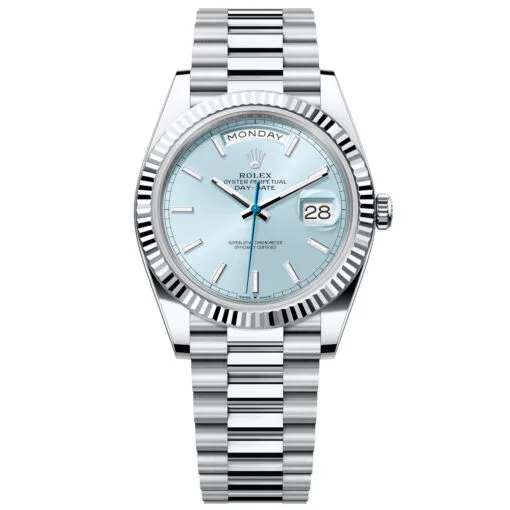 Rolex Day-Date 228236-0018 Ice Blue Stick Dial 40Mm Platinum Men'S Watch