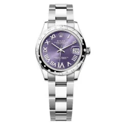 Rolex 278344rbr-0027 Datejust 31mm Stainless Steel - White Gold Diamond Oyster Aubergine Diamond-set Dial Watch