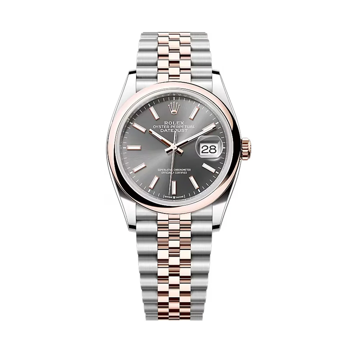 Rolex 126201-0013 Datejust 36Mm Stainless Steel - Everose Gold Jubilee Slate Dial Watch