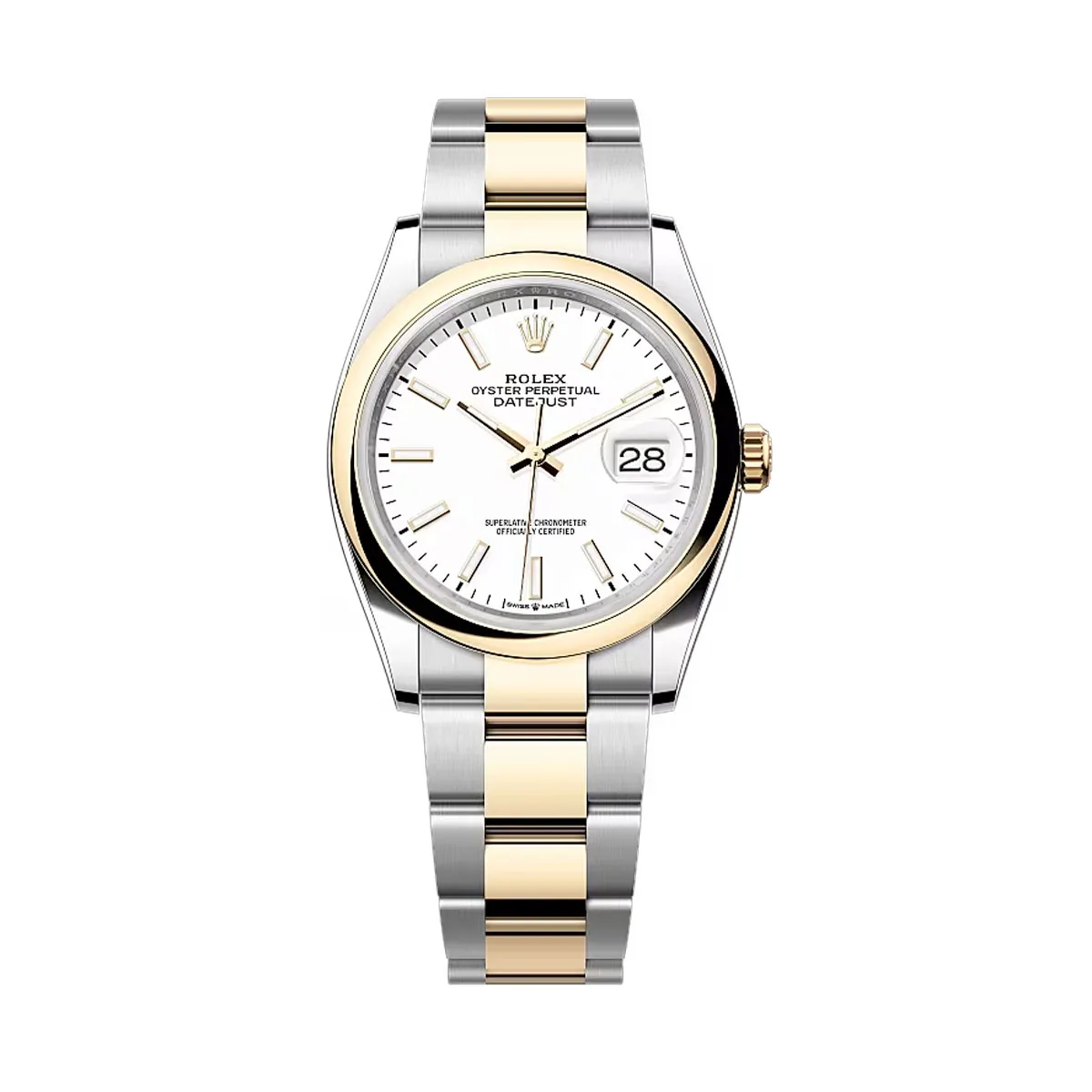 Rolex 126203-0020 Datejust 36Mm Stainless Steel - Yellow Gold Oyster White Dial Watch